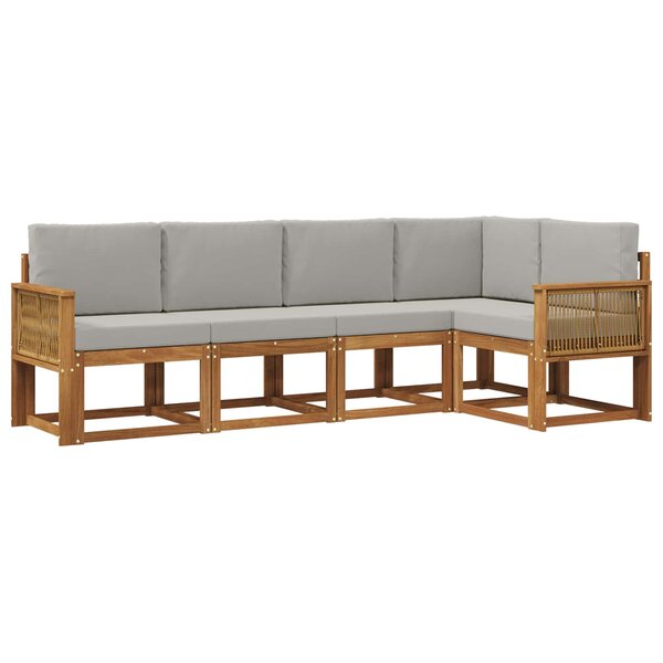 vidaXL Ensemble de canapés d'extérieur 5 pc Naturel et gris clair