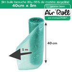 Lot de 20  rouleaux de film bulle d'air recycle largeur 25 cm x longueur 50 mètres - gamme air'roll green de la marque enveloppebulle
