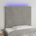 vidaXL Tête de lit à LED Gris clair 90x5x118/128 cm Velours