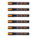 Marqueur PC5M Pointe conique moyenne Orange Fluo x 6 POSCA
