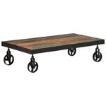 vidaXL Table basse roulettes bois de récupération massif 100x55x26 cm