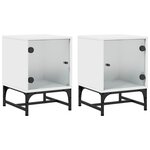 vidaXL Tables de chevet avec portes en verre 2 Pièces blanc 35x37x50 cm
