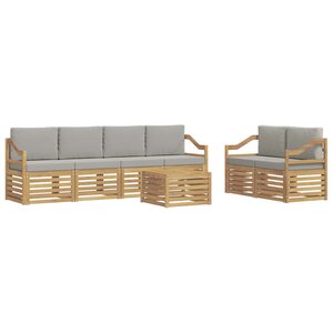 vidaXL Ensemble de canapés d'extérieur 7 Pièces Blanc et gris clair