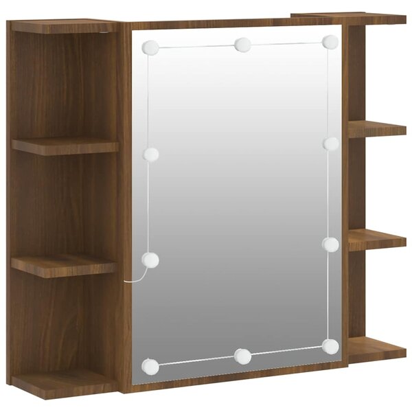 vidaXL Armoire à miroir avec LED Chêne marron 70x16 5x60 cm