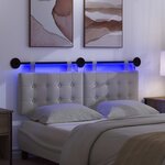 vidaXL Tête de lit suspendue Avec lumière LED Blanc Tissu