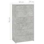 vidaXL Buffet avec 6 tiroirs Gris béton 50x34x96 cm Bois d'ingénierie