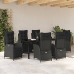 vidaXL Ensemble de salle à manger de jardin 7 pièces Noir Poly Rattan