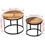 vidaXL Table basse 2 Pièces Bois récupéré massif Rond 40 cm / 50 cm