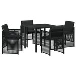 vidaXL Ensemble de jardin 5 pièces avec coussins noirs en poly rattan