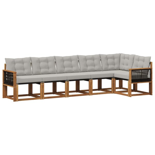 vidaXL Ensemble de canapés d'extérieur 6 Pièces Naturel et gris clair