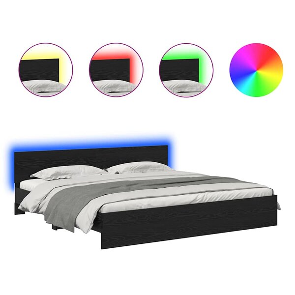 vidaXL Cadre de lit Chêne noir 200 x 200 cm Bois d'ingénierie