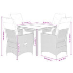 vidaXL Ensemble à manger de jardin 5 Pièces et coussins marron poly rotin