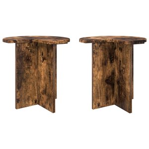 vidaXL Table d'appoint 2 Pièces Chêne fumé Ø 39 x 38 cm Bois d'ingénierie