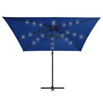 vidaXL Parasol déporté avec LED et mât en acier 250x250 cm Bleu azuré