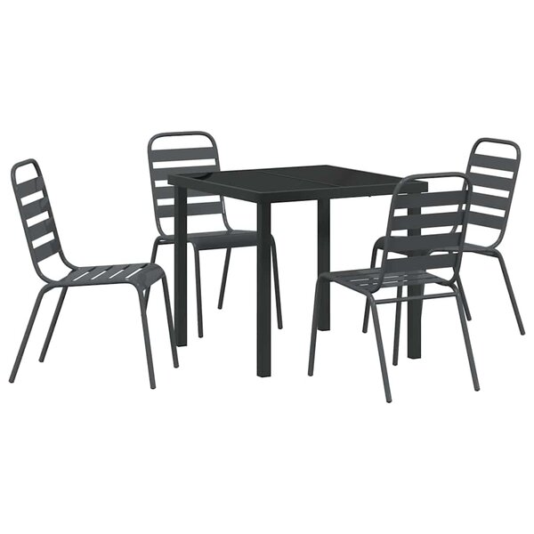 vidaXL Ensemble de salle à manger pour jardin 5 Pièces Gris foncé Acier