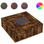 vidaXL Table basse avec LED infini chêne fumé 100x100x40 cm