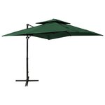 vidaXL Parasol de jardin en porte-à-faux à double toit 250x250 cm vert