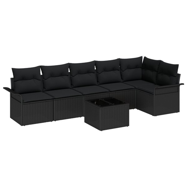 vidaXL Ensemble de Canapés de Jardin 7 Pièces avec Coussins Rotin Poly Beige