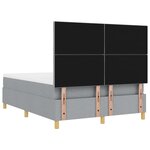 vidaXL Lit à sommier avec matelas et banc gris clair 140x200 cm tissu