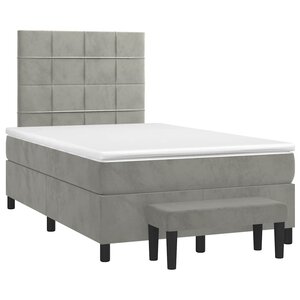 vidaXL Sommier à lattes de lit et matelas gris clair 120x190cm velours