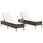 vidaXL Chaises longues avec coussins lot de 2 marron résine tressée