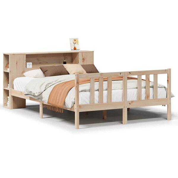 vidaXL Lit bibliothèque sans matelas 135x190 cm bois de pin massif
