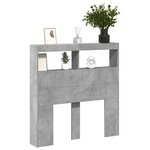 vidaXL Armoire tête de lit avec LED gris béton 100x17x102 cm