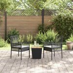 vidaXL Ensemble bistro de jardin 3 Pièces Noir Poly rotin