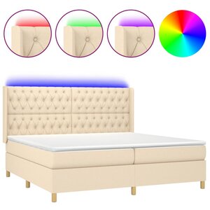 vidaXL Sommier à lattes de lit matelas et LED Crème 200x200 cm Tissu