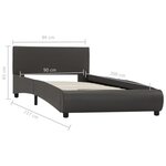 vidaXL Cadre de lit avec LED sans matelas gris similicuir 90x200 cm