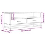 vidaXL Meuble TV chêne marron 100x34 5x40cm bois d'ingénierie et métal