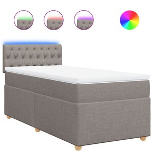 vidaXL Sommier à lattes de lit avec matelas Taupe 100x200 cm Tissu
