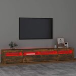 vidaXL Meuble TV avec lumières LED Chêne fumé 240x35x40 cm