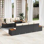 vidaXL Ensemble de canapé de jardin 8 Pièces Noir Poly rotin
