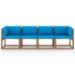 vidaXL Canapé palette de jardin 4 places avec coussins Pin imprégné