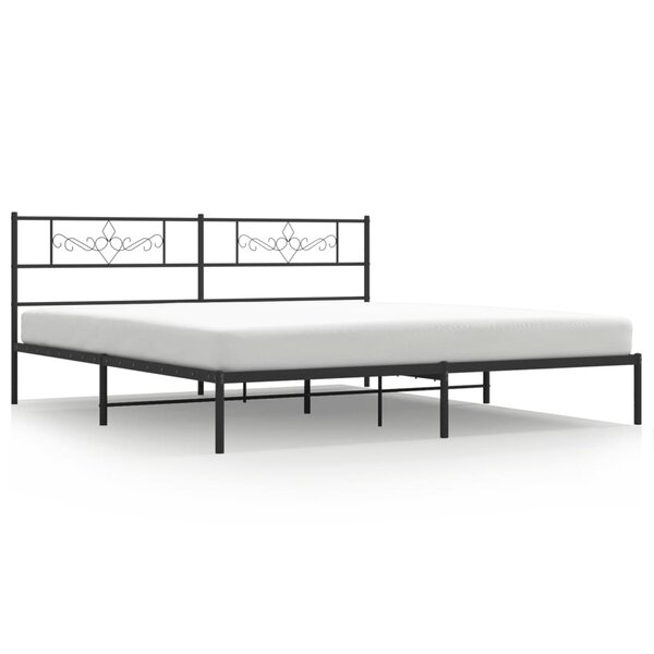 vidaXL Cadre de lit métal sans matelas avec tête de lit noir 200x200cm