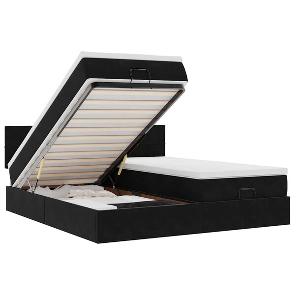 VidaXL Cadre de lit ottoman avec matelas noir 200x200cm velours