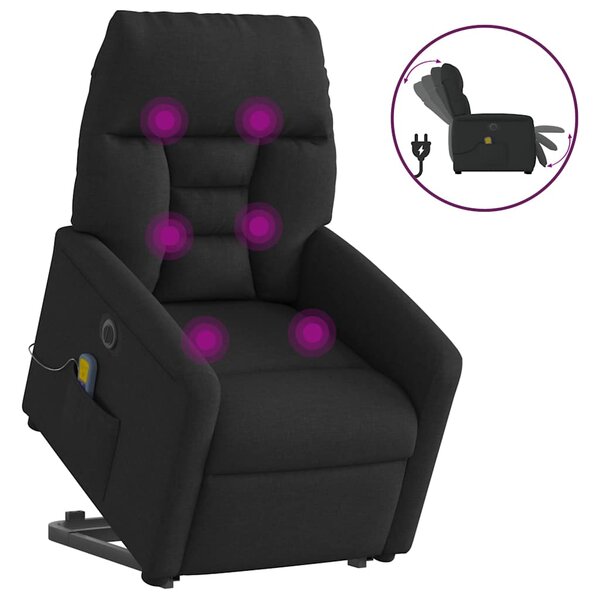vidaXL Fauteuil inclinable de massage électrique Noir Tissu