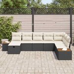vidaXL Ensemble de canapé de jardin avec coussin 8 Pièces Noir polyrotin