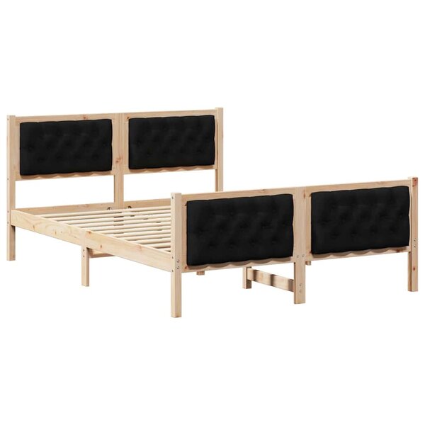 vidaXL Cadre de lit avec tête de lit Noir 150 x 200 cm Pin massif