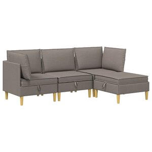 vidaXL Canapé modulaire avec rangement 4 Pièces Taupe Tissu