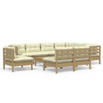 vidaXL Salon de jardin 10 Pièces avec coussins Marron miel Bois de pin