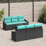 vidaXL Ensemble de Canapés 7 Pièces Noir et turquoise polyrotin