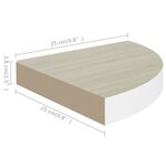 vidaXL Étagères d'angle murales 2 Pièces Chêne et blanc 25x25x3 8 cm MDF
