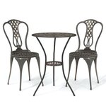 Ensemble de bistro jardin meuble extérieur terrasse 3 pièces aluminium coulé bronze 02_0013509