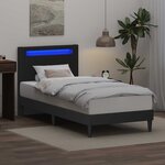 vidaXL Cadre de lit avec bandes LED Noir 80 x 200 cm Simili cuir