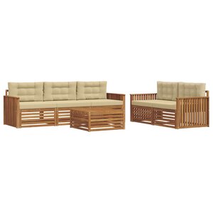 vidaXL Ensemble de canapés d'extérieur 6 pc Naturel et Beige