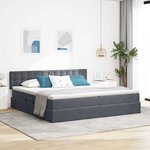 vidaXL Lit de Rangement avec matelas Gris foncé 200 x 200 cm Velours