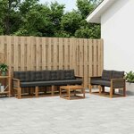 vidaXL Ensemble de canapés d'extérieur 7 Pièces Naturel et noir