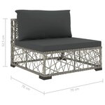 vidaXL Salon de jardin 6 Pièces avec coussins résine tressée gris